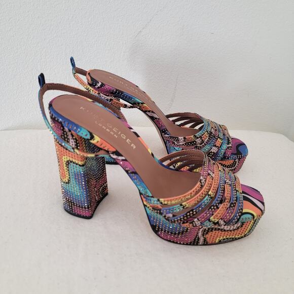 Kurt Geiger Sz EU 39 US 8.5 Platform Heel Multicolor Party Formal Prom No Strap - Picture 1 of 8